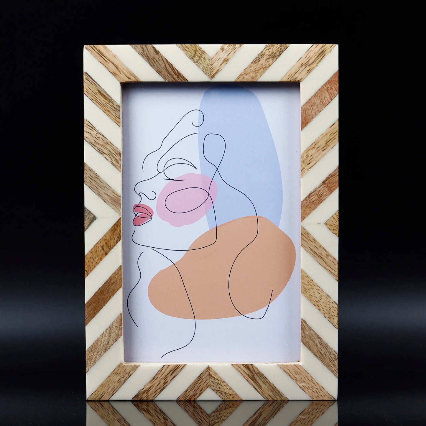Picture Frames Cookie Chevron Pattern Bone Inlay Collection in 4x6