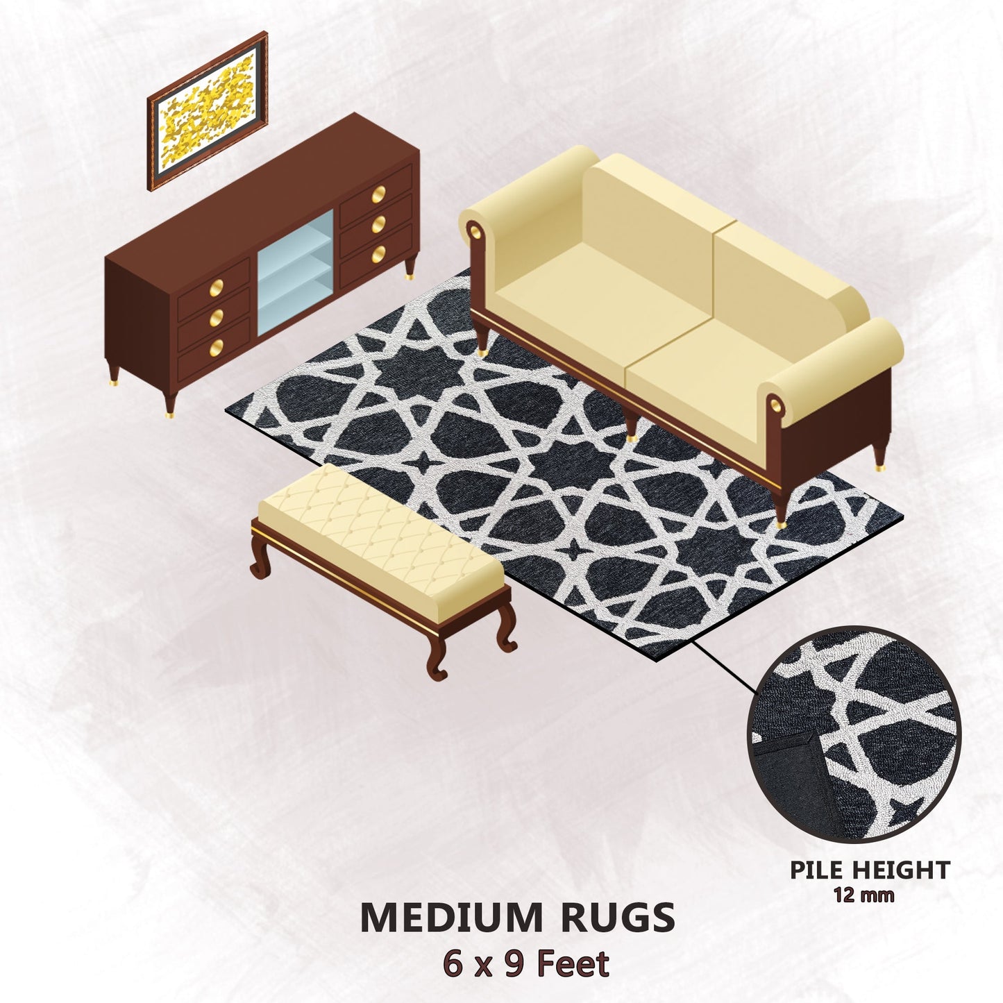 Premium Hand-Tufted Rug Made of 100% Wool - Ash Zellig - 6x9 Feet