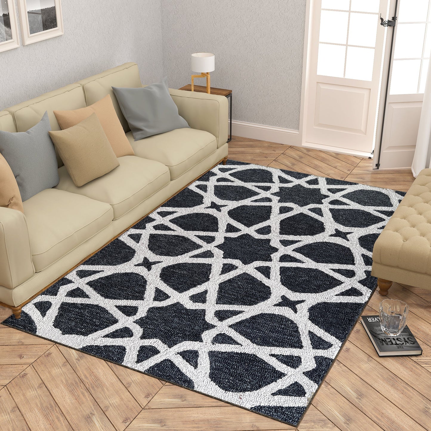 Premium Hand-Tufted Rug Made of 100% Wool - Ash Zellig - 6x9 Feet