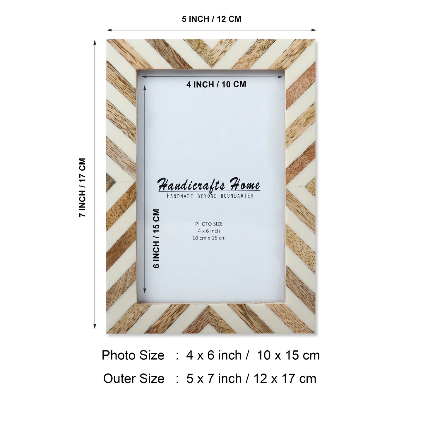 Picture Frames Cookie Chevron Pattern Bone Inlay Collection in 4x6