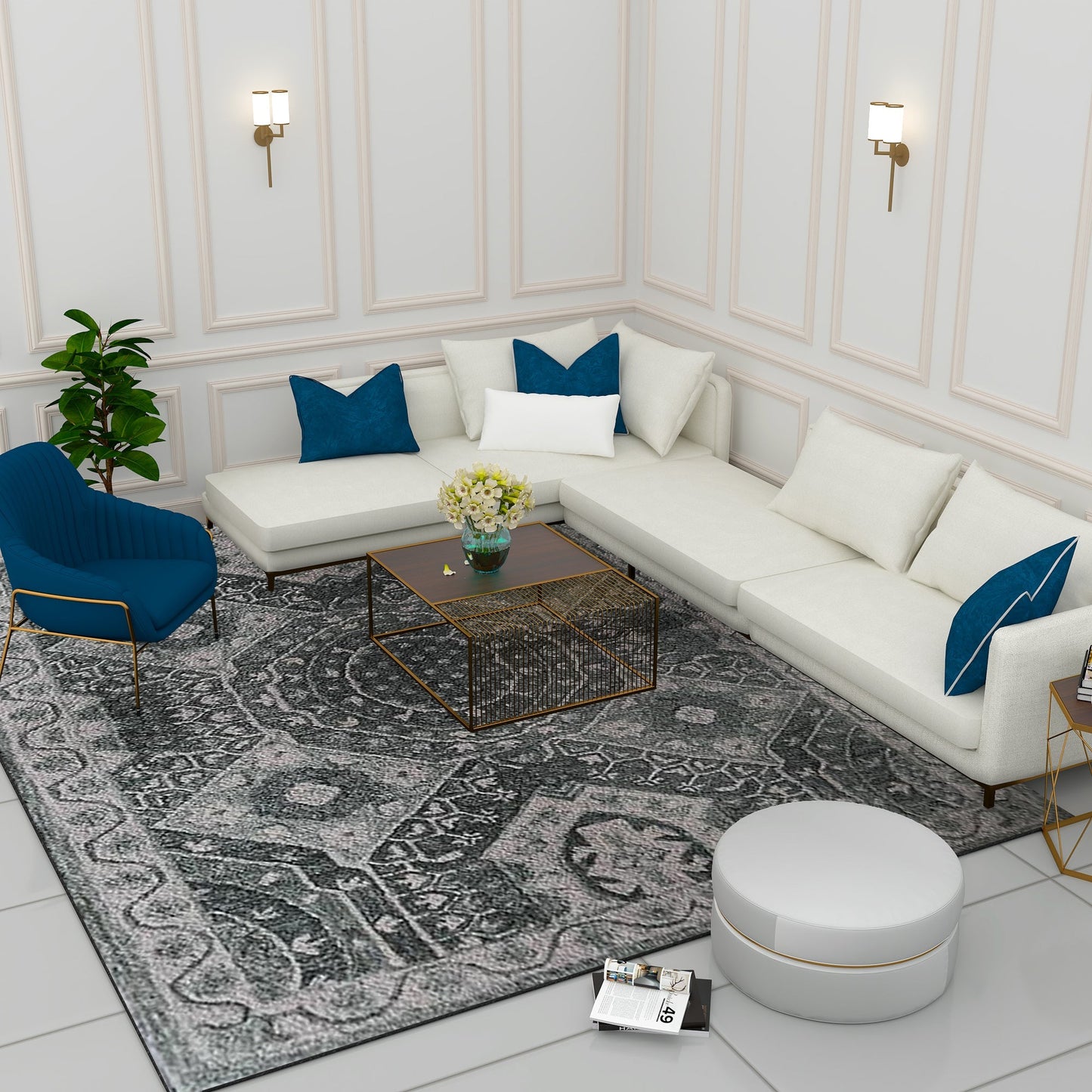 Premium Hand-Tufted Rug Made of 100% Wool - Castilo - 8x10 Feet
