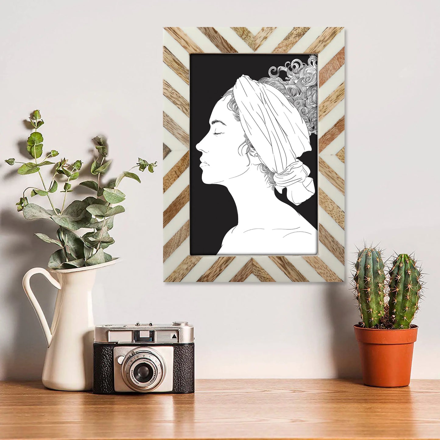 Picture Frames Cookie Chevron Pattern Bone Inlay Collection in 4x6