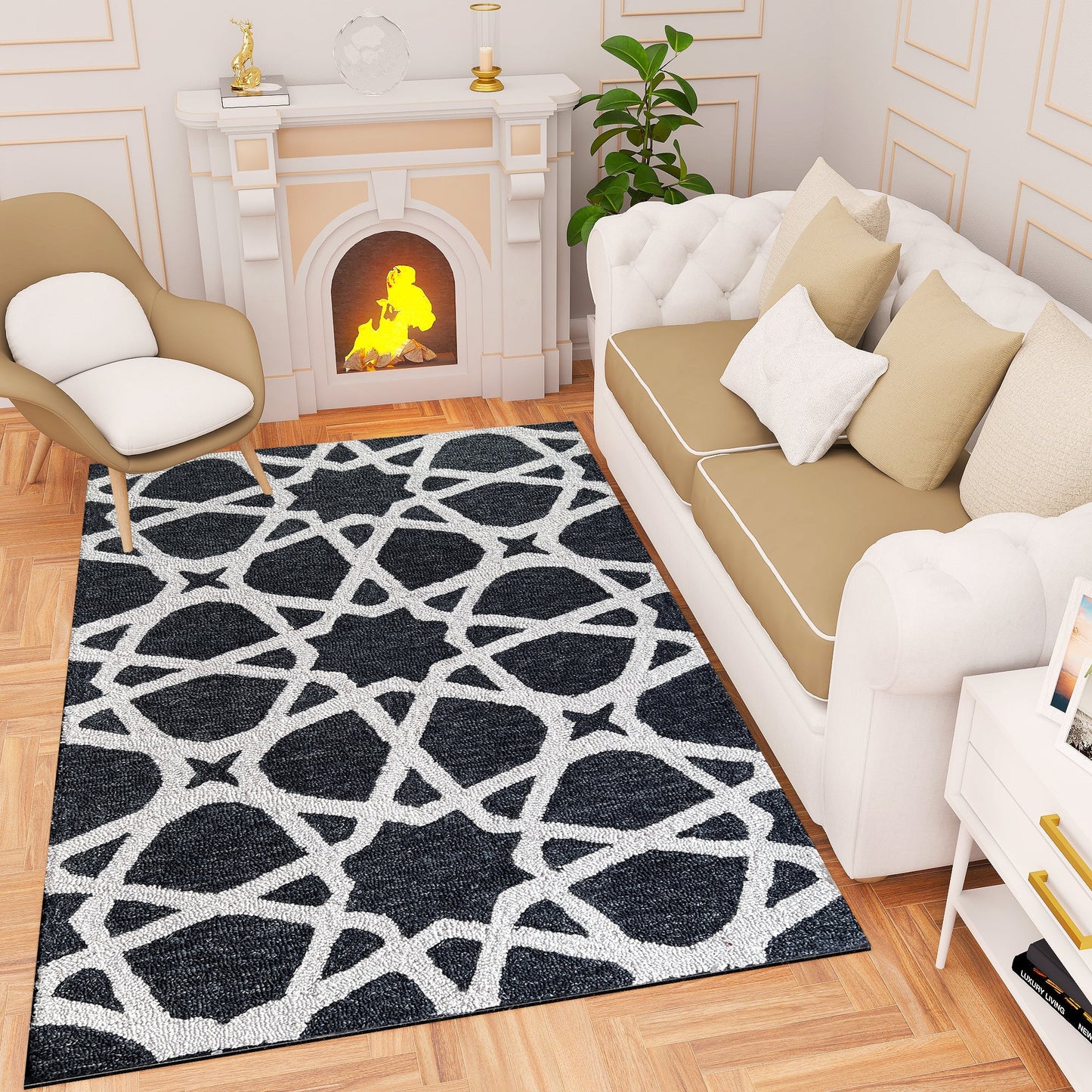 Premium Hand-Tufted Rug Made of 100% Wool - Ash Zellig - 6x9 Feet