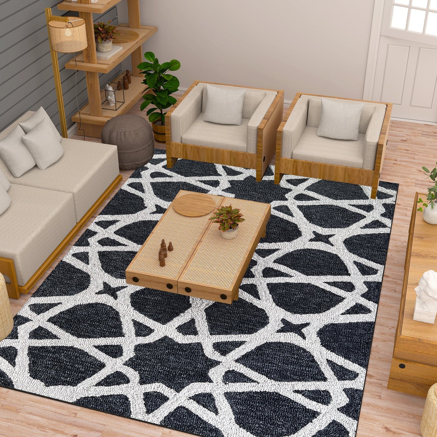 Premium Hand-Tufted Rug Made of 100% Wool - Ash Zellig - 9x12 Feet