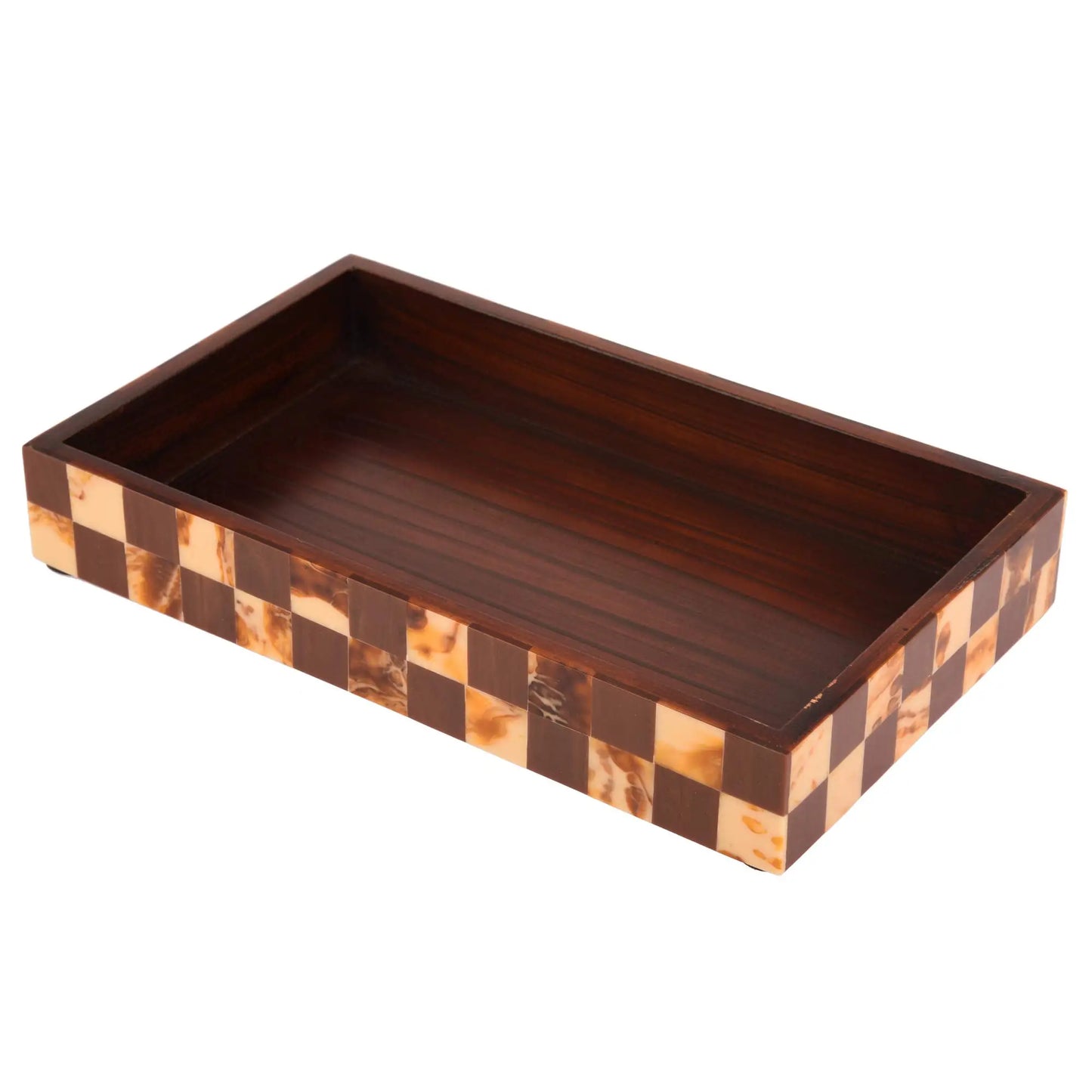Countertop and Vanity Tray - Parlour Gambit Pattern Brown 10x6 Inches