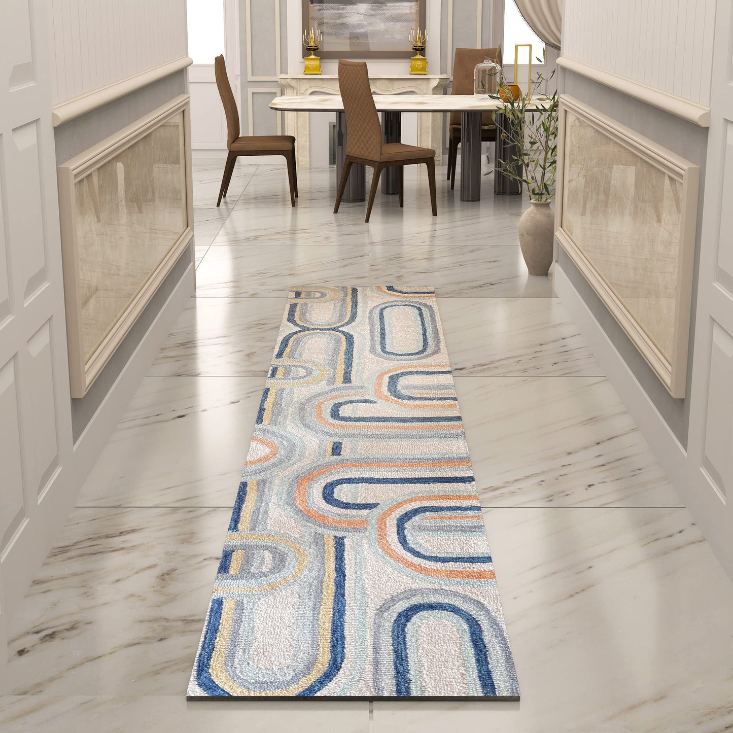 Premium Hand-Tufted Rug Made of 100% Wool - Pastel Loops - 2x8 Feet
