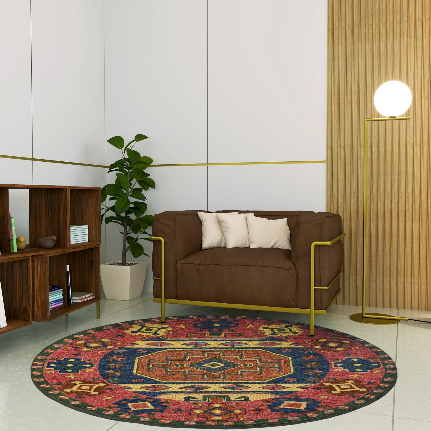 Premium Hand-Tufted Rug Made of 100% Wool - Inca Myth - 5x5 Feet