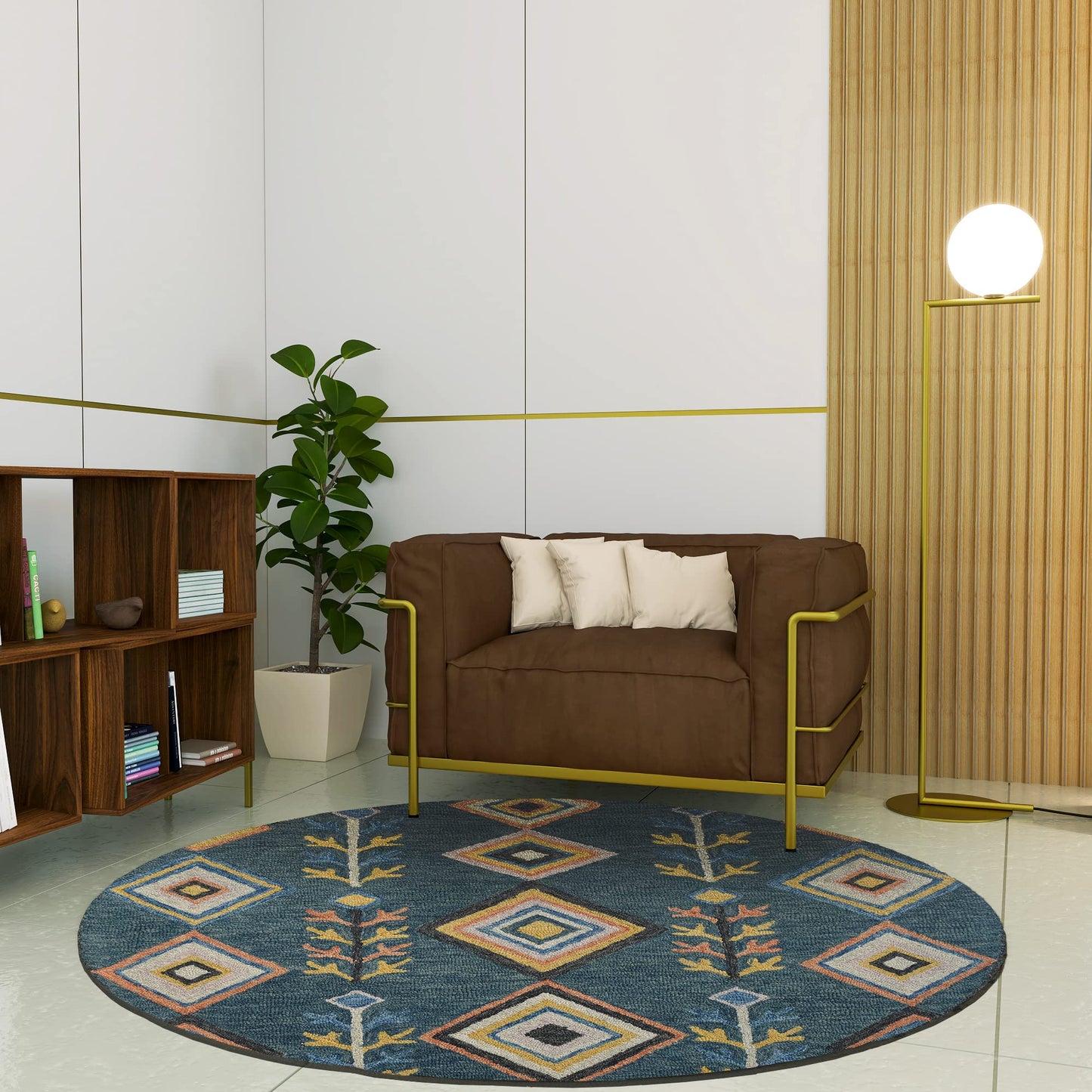 Premium Hand-Tufted Rug Made of 100% Wool - Tundra - 5x5 Feet