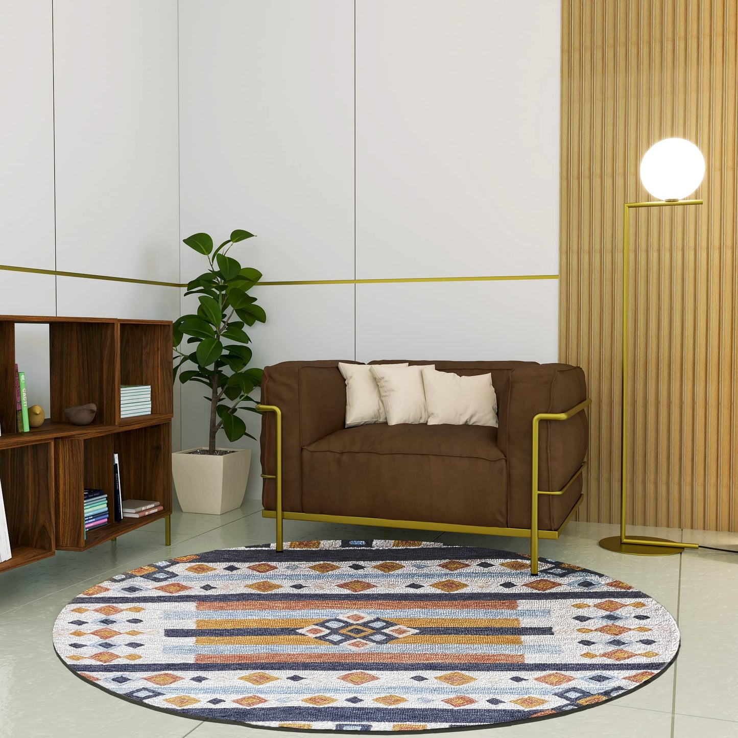 Premium Hand-Tufted Rug Made of 100% Wool - Ojo De Dios - 5x5 Feet