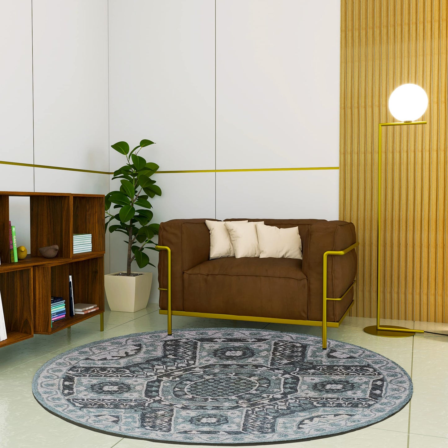 Premium Hand-Tufted Rug Made of 100% Wool - Castilo - 5x5 Feet