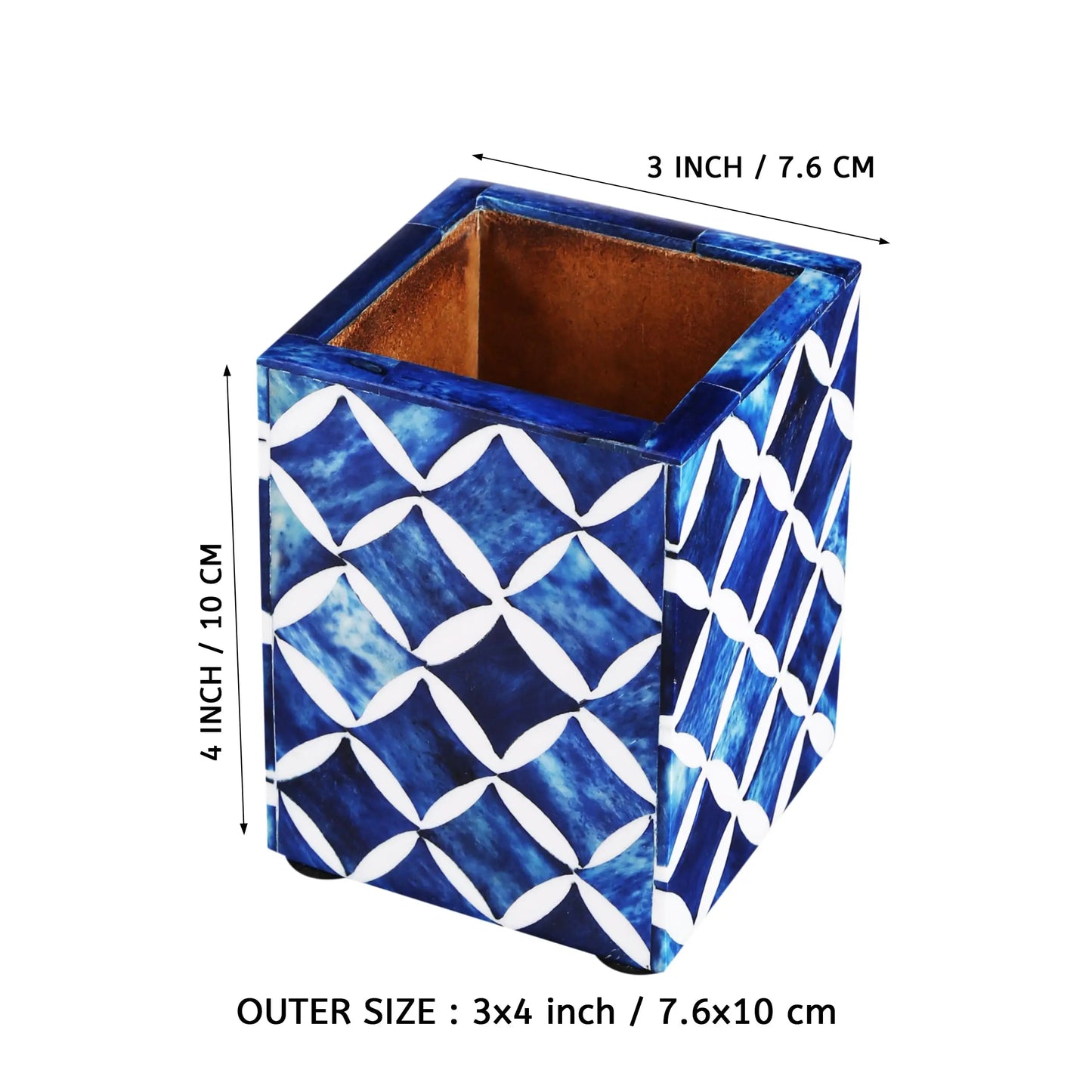 3x4 Pen & Pencil Holder Mosaic Star Pattern - in Blue, Grey