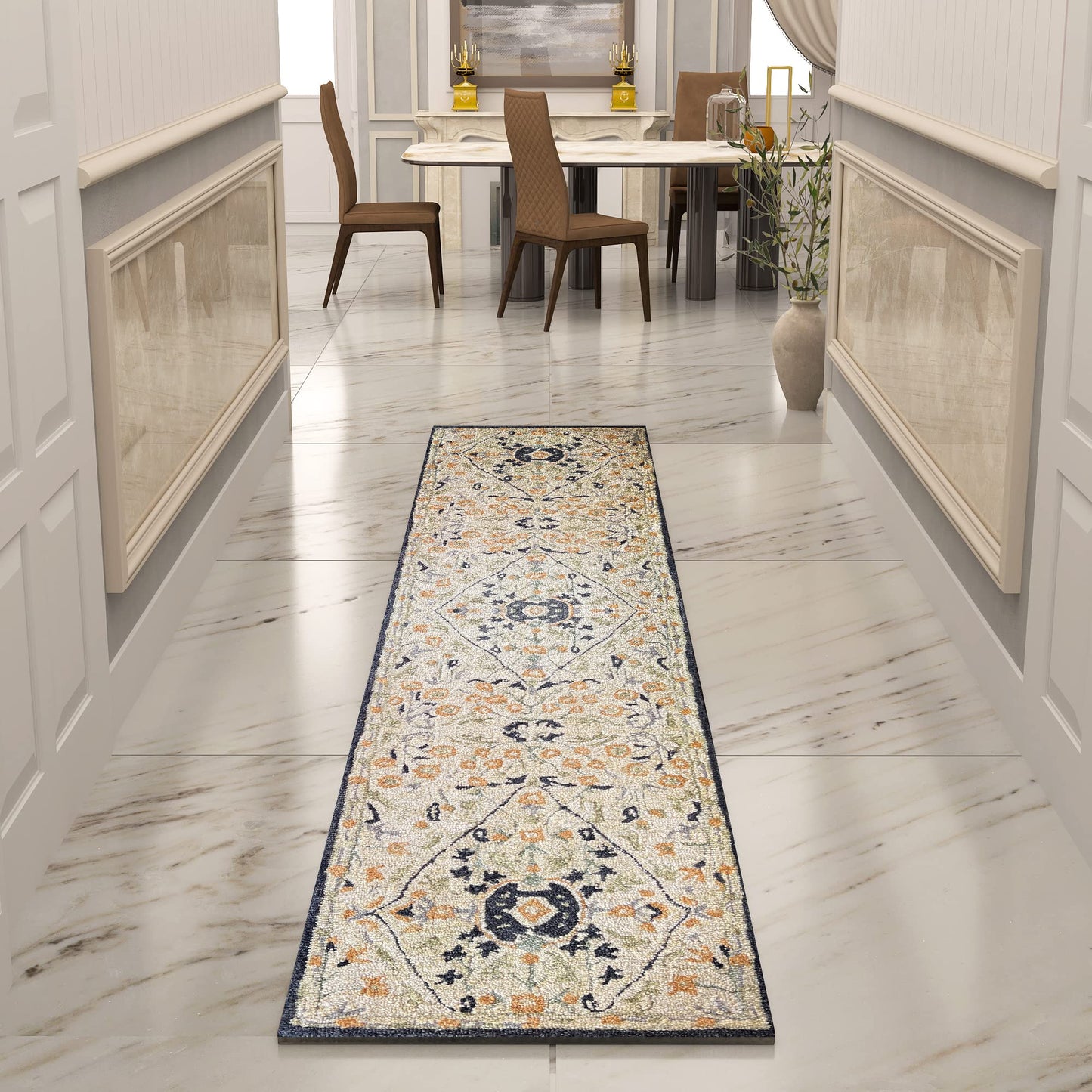 Premium Hand-Tufted Rug Made of 100% Wool - Anglian Court - 2x8 Feet