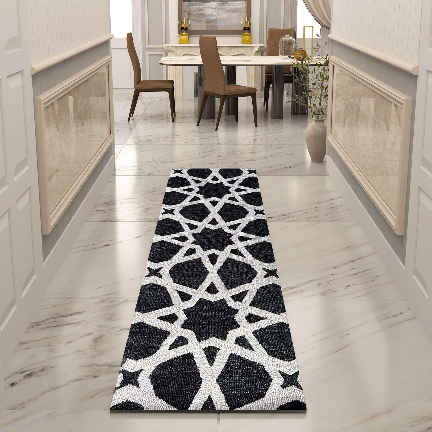 Premium Hand-Tufted Rug Made of 100% Wool - Ash Zellig - 2x8 Feet
