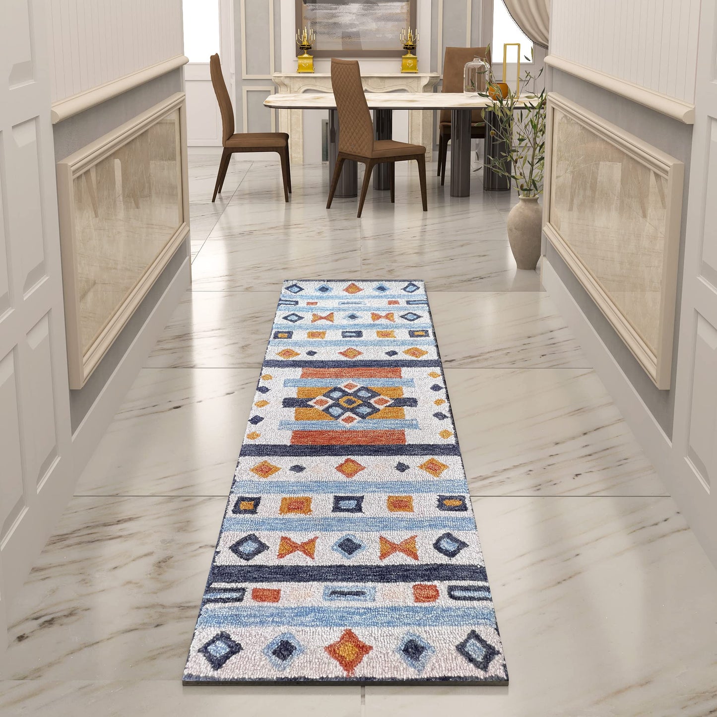 Premium Hand-Tufted Rug Made of 100% Wool - Ojo De Dios - 2x10 Feet