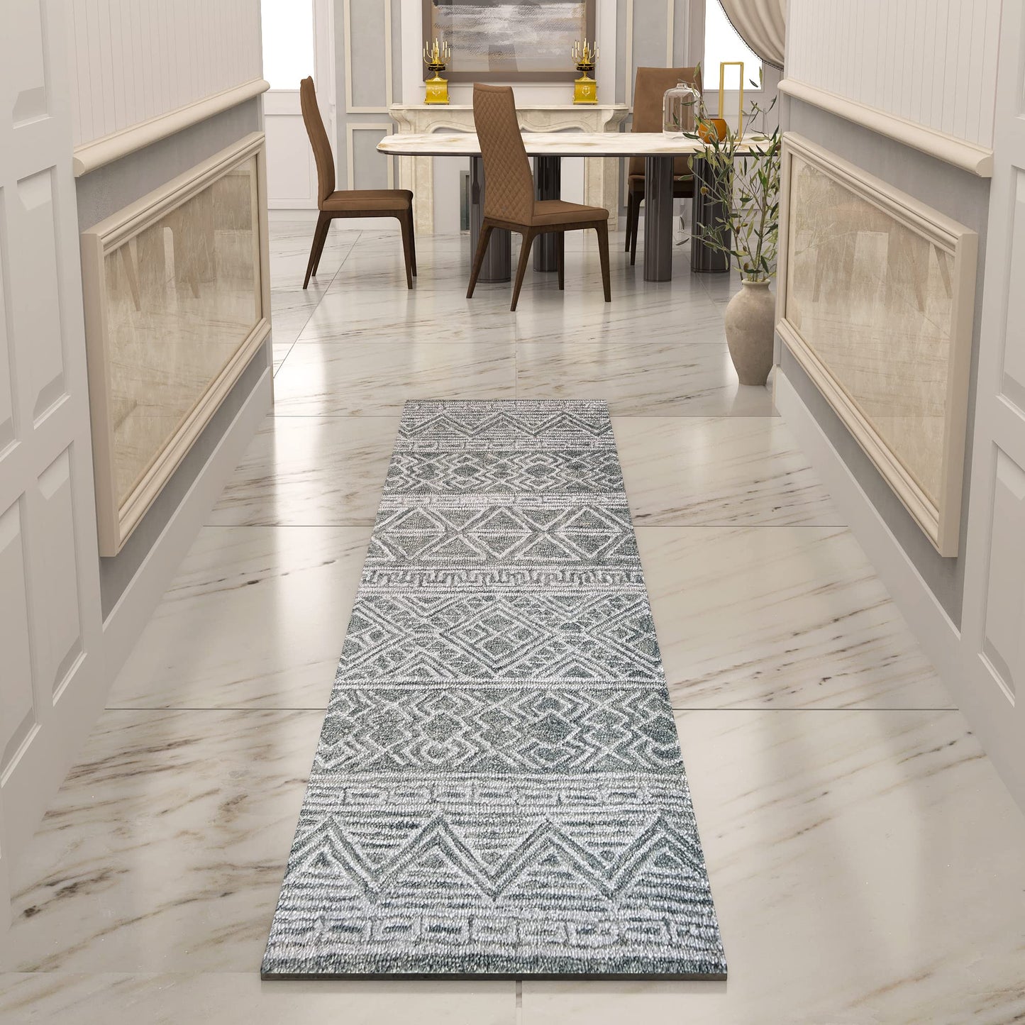 Premium Hand-Tufted Rug Made of 100% Wool - Still River Grey - 2x6 Feet