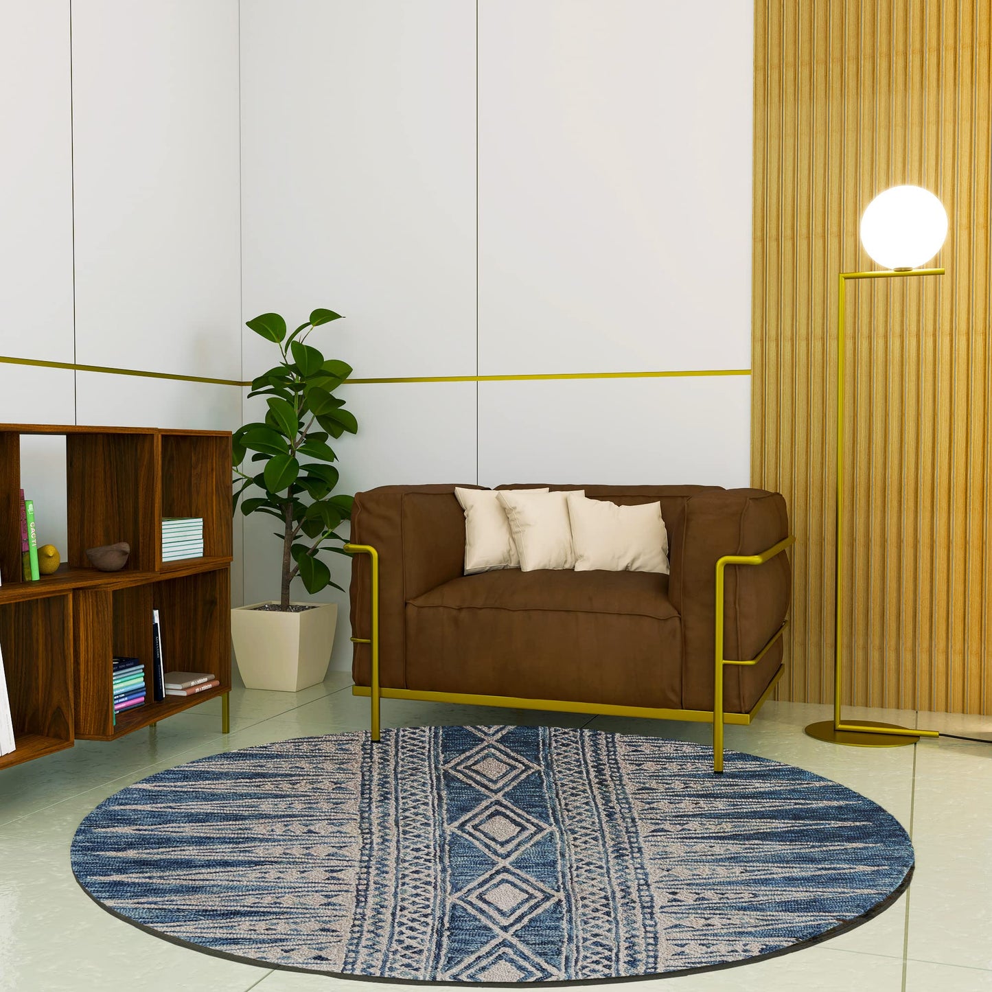 Premium Hand-Tufted Rug Made of 100% Wool - Native Path - 5x5 Feet
