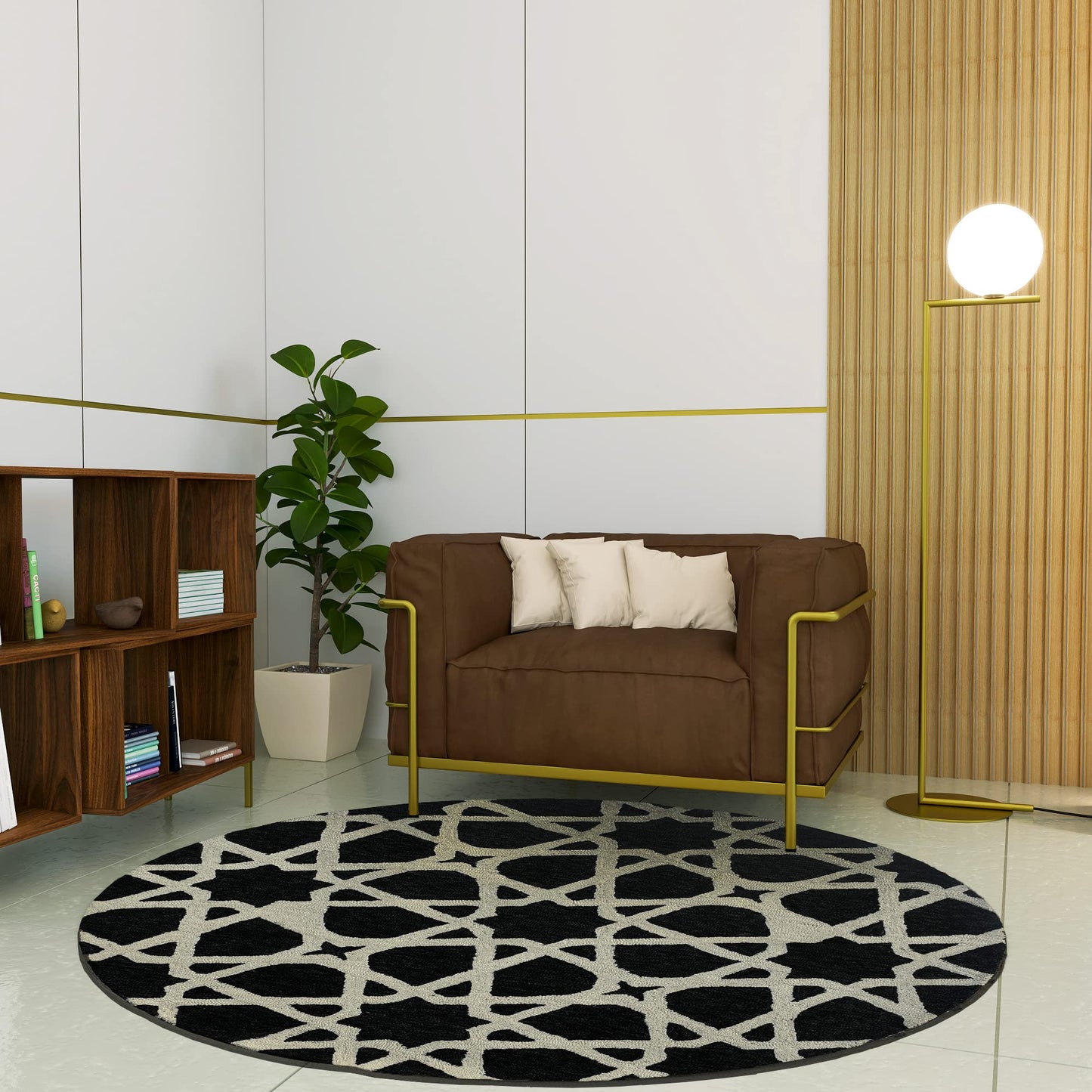 Premium Hand-Tufted Rug Made of 100% Wool - Ash Zellig - 5x5 Feet