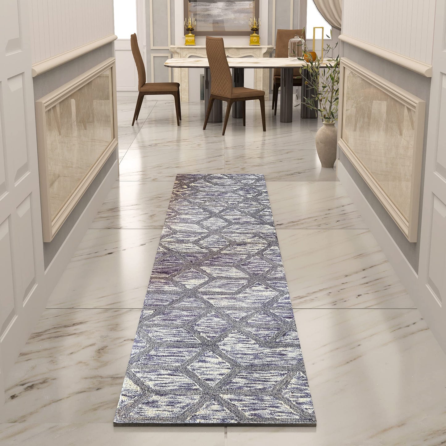 Premium Hand-Tufted Rug Made of 100% Wool - Artic Crystal - 2x10 Feet
