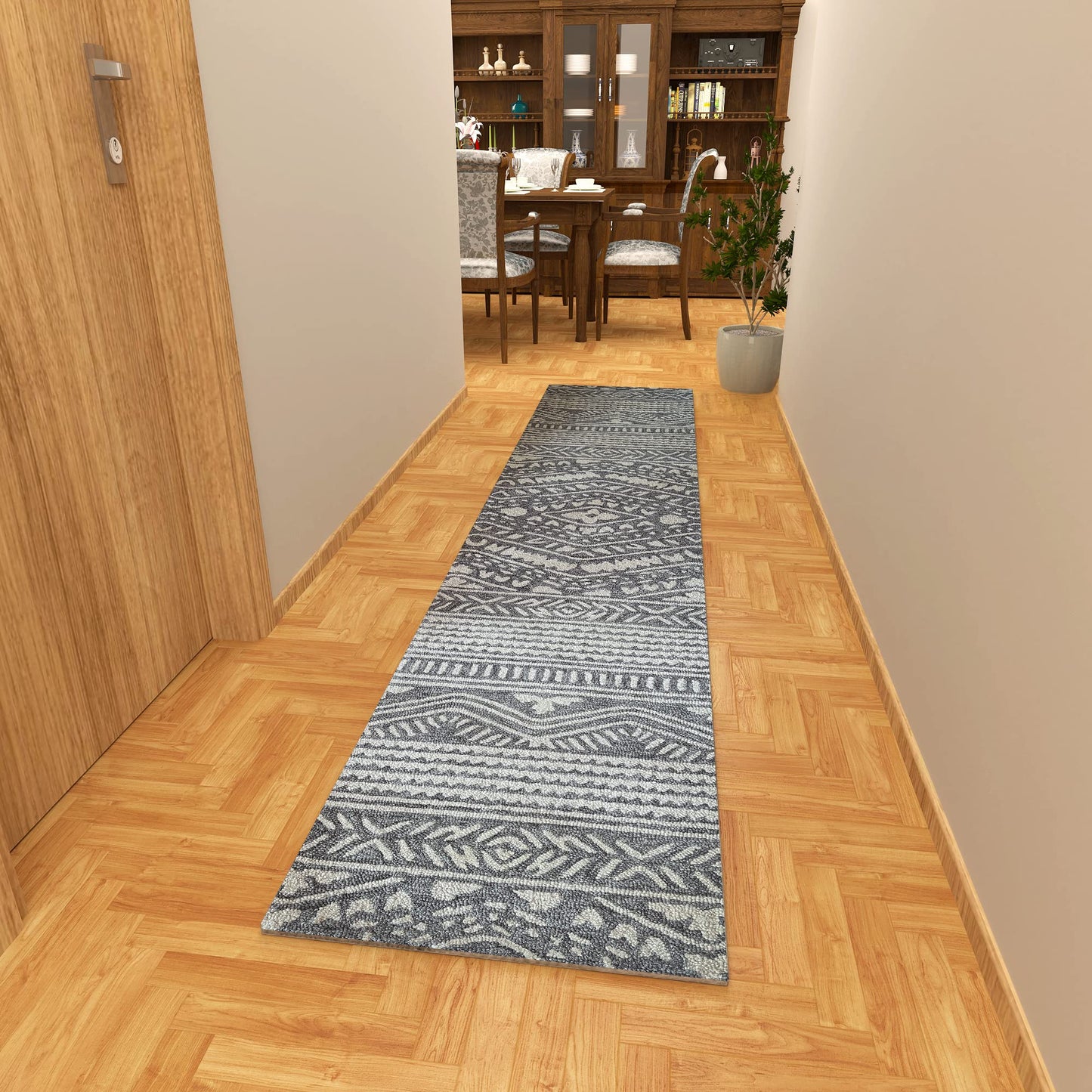 Premium Hand-Tufted Rug Made of 100% Wool - Midnight Mist - 2x10 Feet