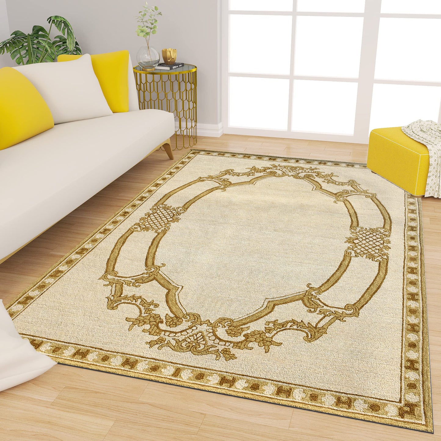 Premium Hand-Tufted Rug Made of 100% Wool - Augustan Gold - 5x8 Feet