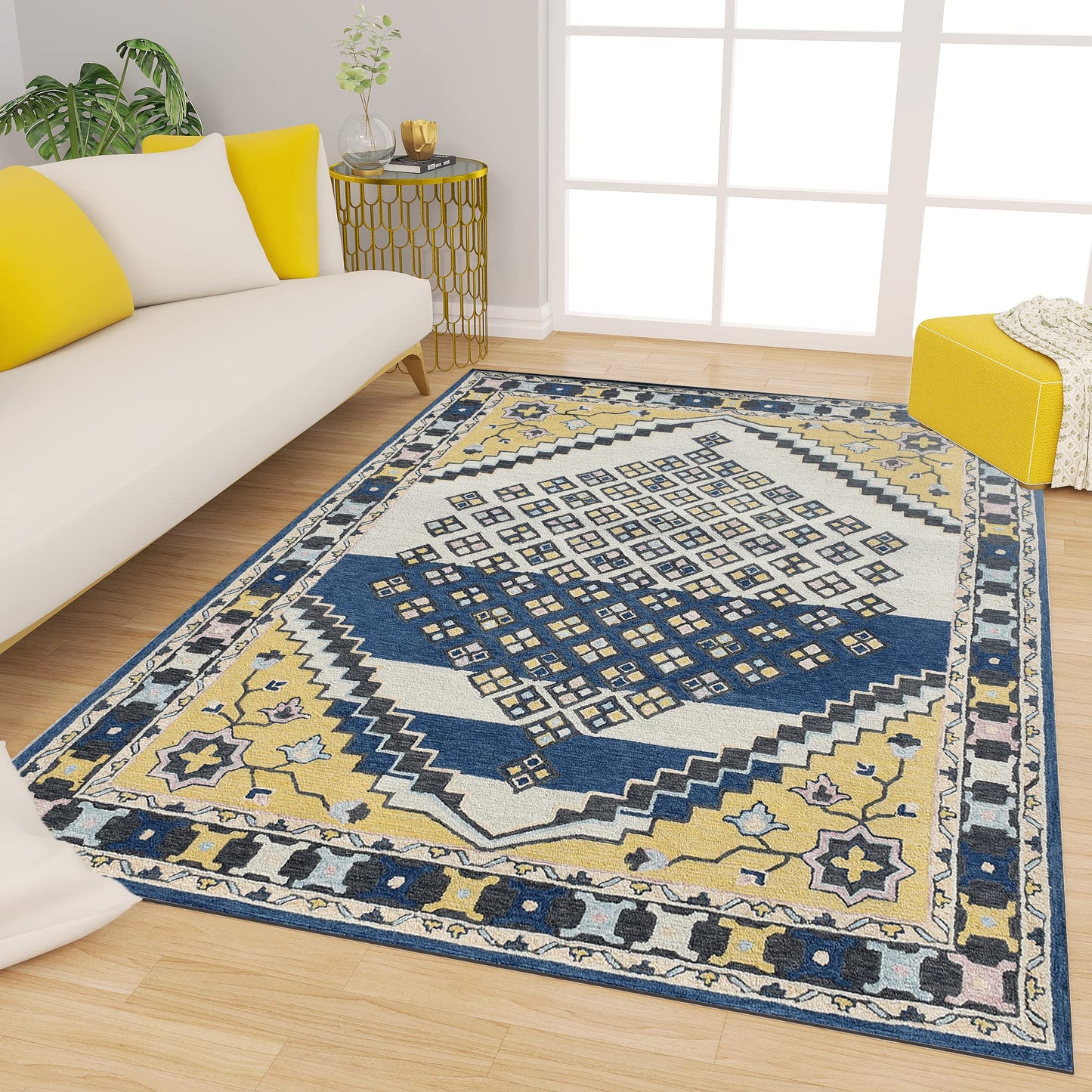 Premium Hand-Tufted Rug Made of 100% Wool - Tatar Folk - 6x9 Feet