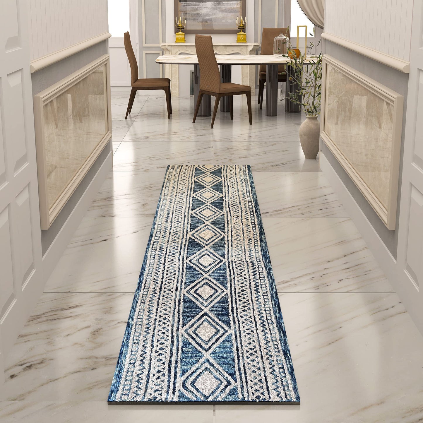 Premium Hand-Tufted Rug Made of 100% Wool - Native Path - 2x8 Feet