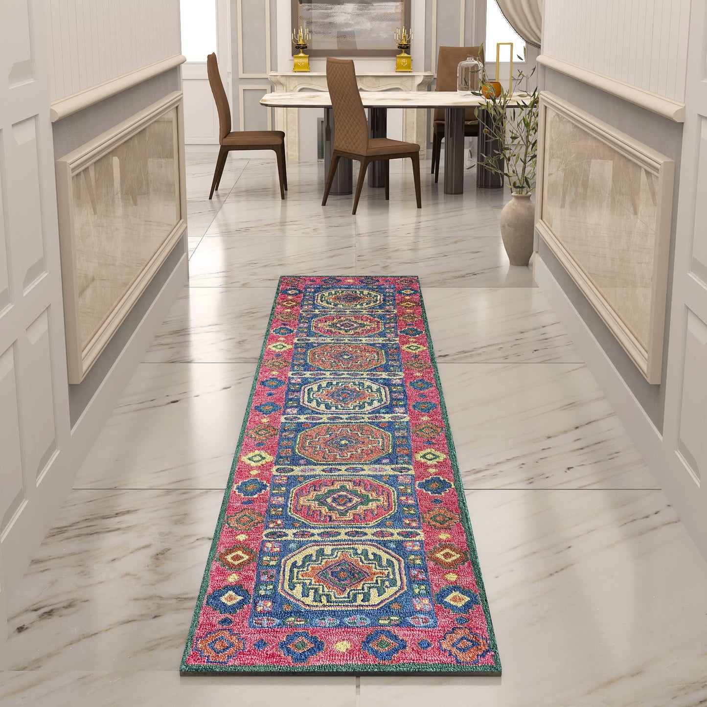 Premium Hand-Tufted Rug Made of 100% Wool - Inca Myth - 2x10 Feet