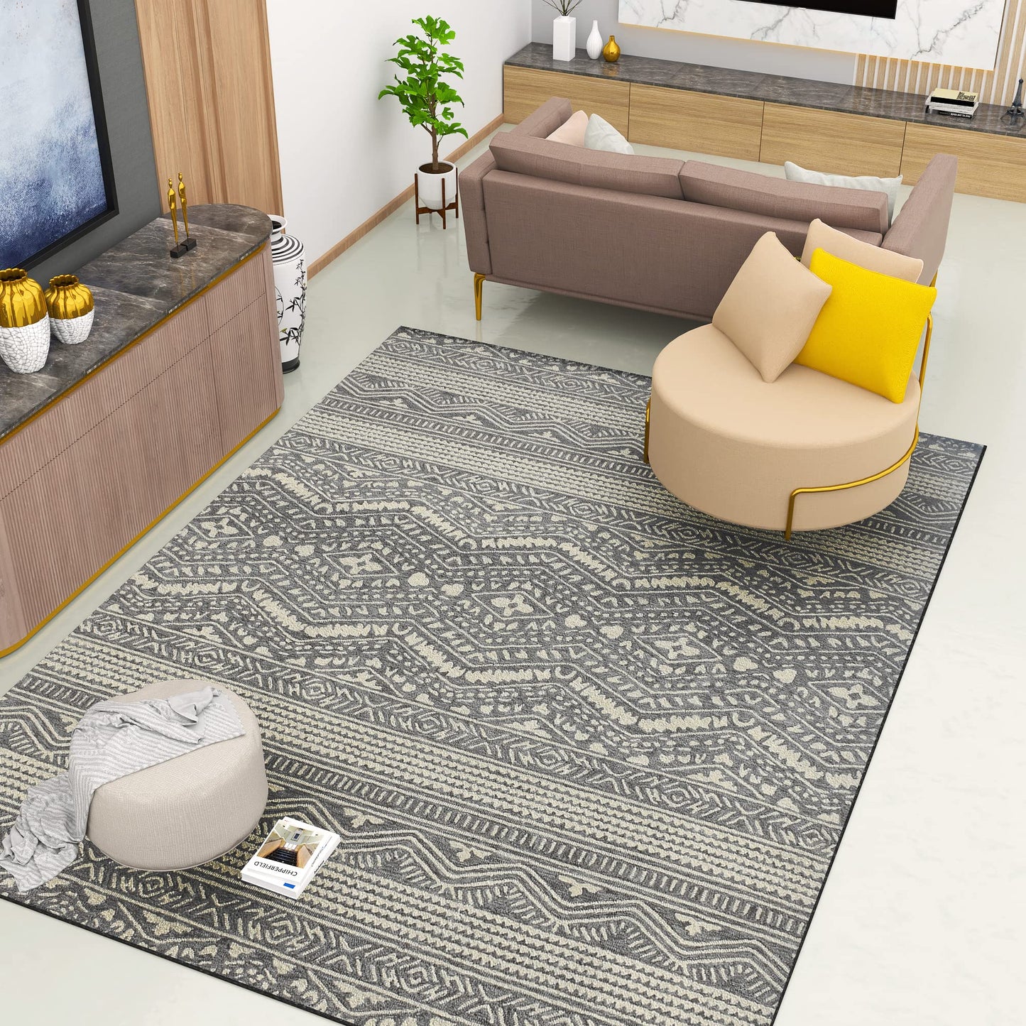 Premium Hand-Tufted Rug Made of 100% Wool - Midnight Mist - 8x10 Feet