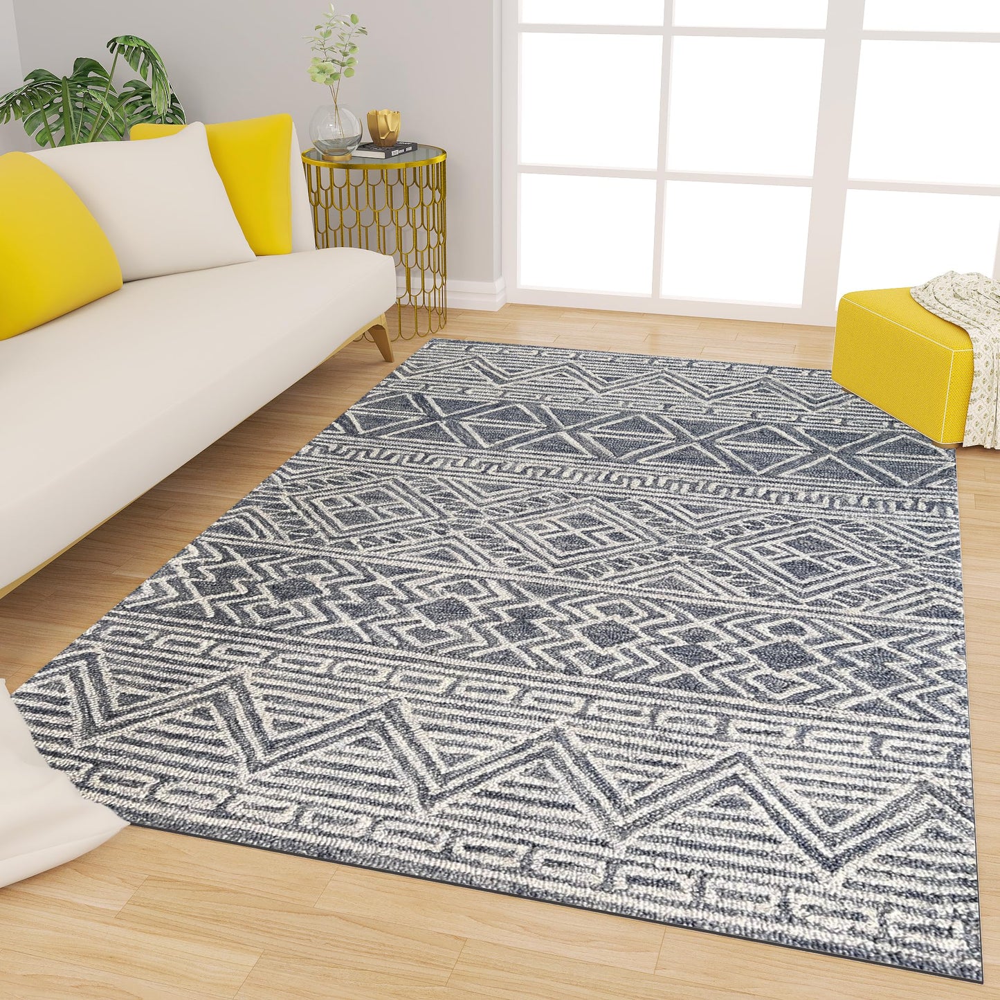 Premium Hand-Tufted Rug Made of 100% Wool - Still River Blue - 3x5 Feet
