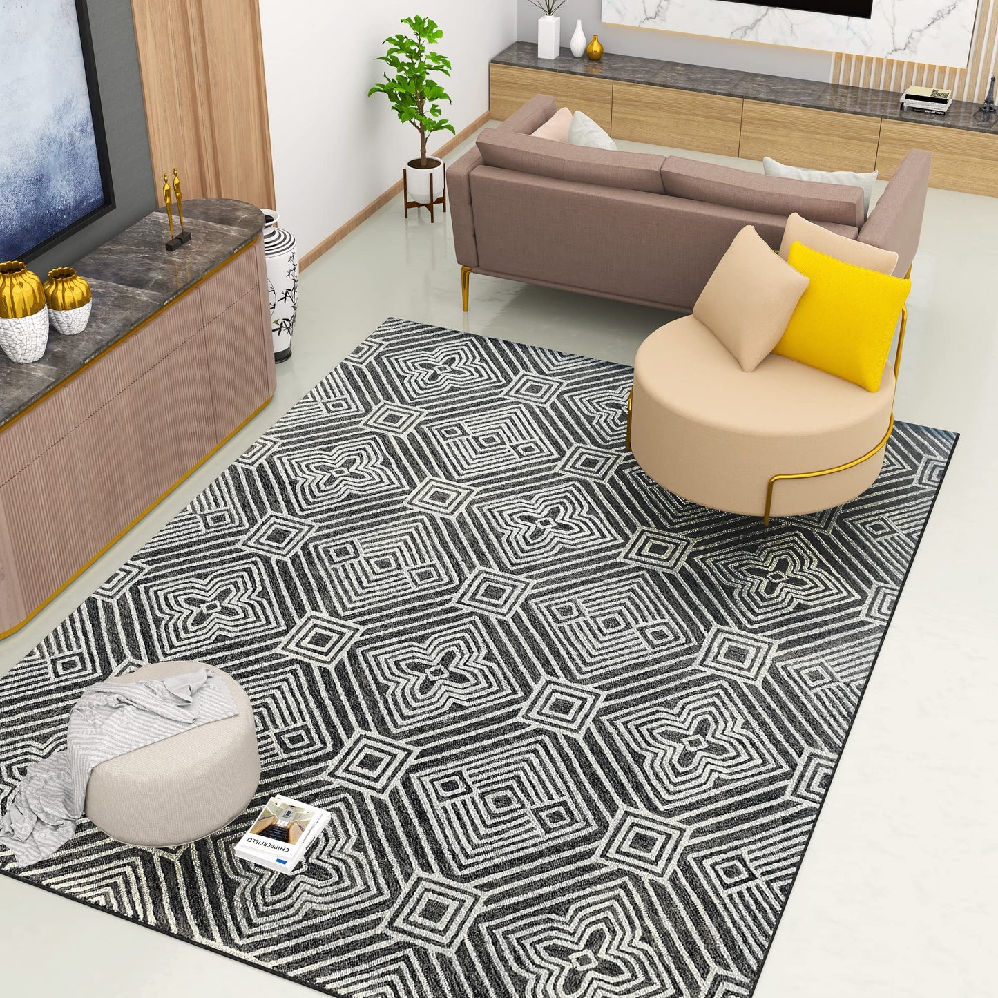 Premium Hand-Tufted Rug Made of 100% Wool - Echos - 9x12 Feet
