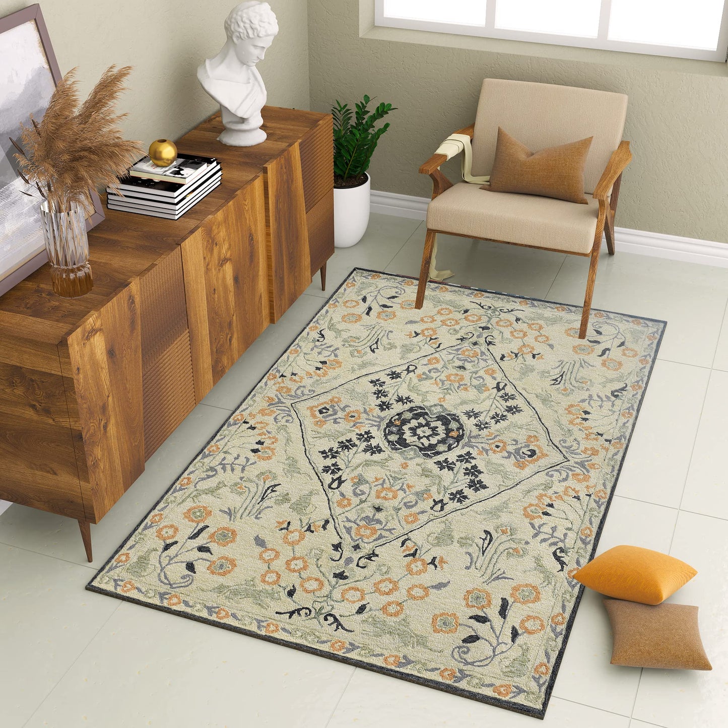 Premium Hand-Tufted Rug Made of 100% Wool - Anglian Court - 3x5 Feet