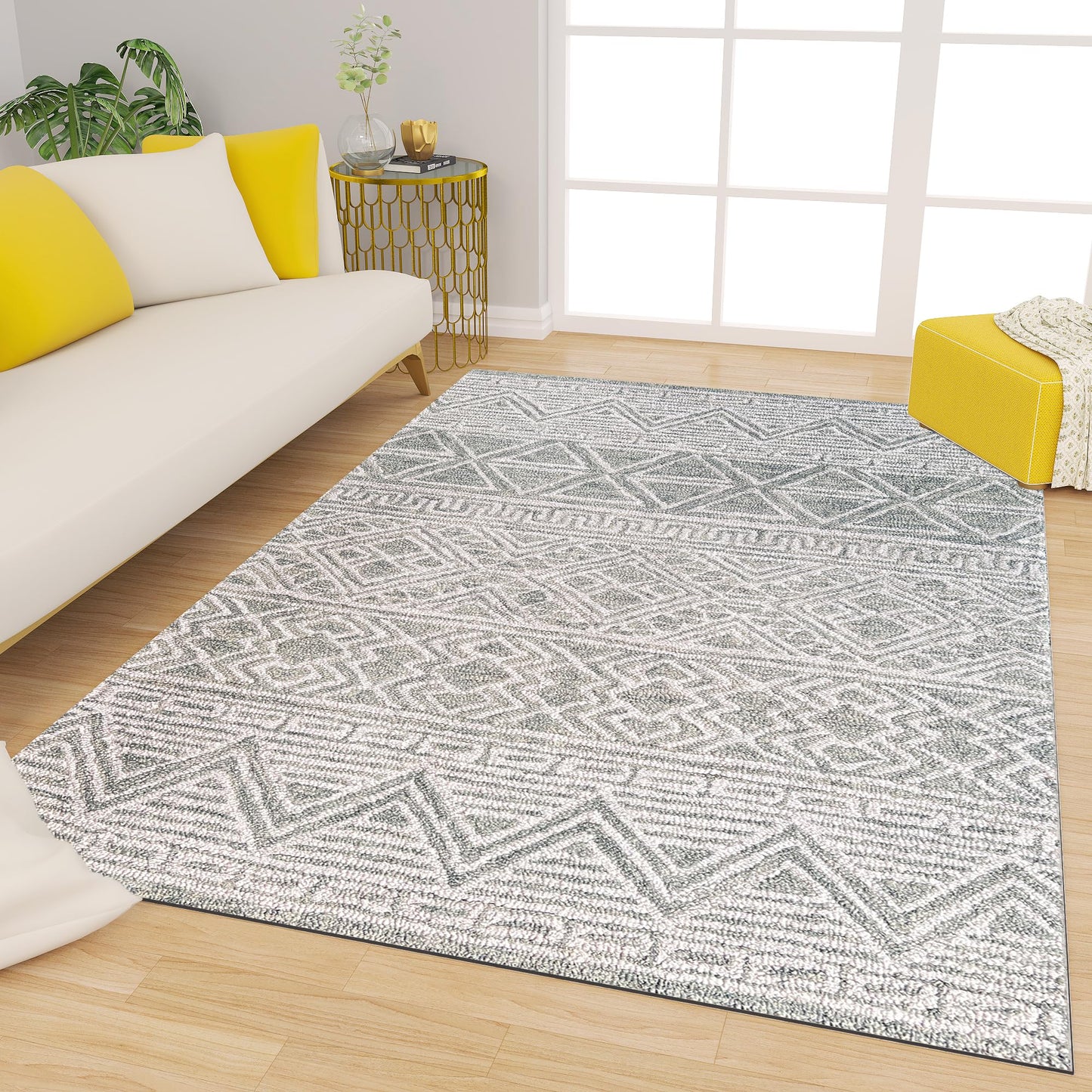 Premium Hand-Tufted Rug Made of 100% Wool - Still River Grey - 4x6 Feet