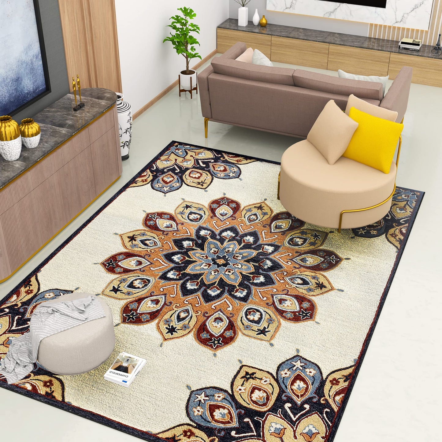Premium Hand-Tufted Rug Made of 100% Wool - Vivid Plume - 8x10 Feet