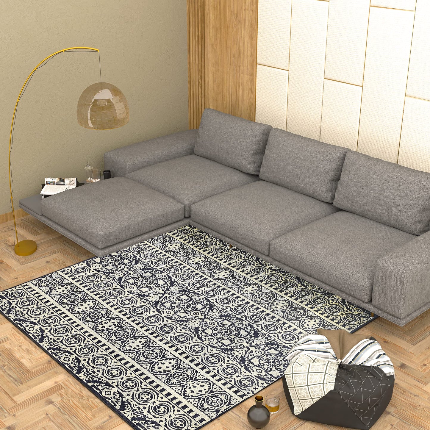 Premium Hand-Tufted Rug Made of 100% Wool - Relic Night - 6x6 Feet
