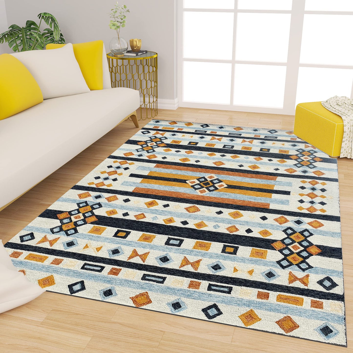 Premium Hand-Tufted Rug Made of 100% Wool - Ojo De Dios - 6x9 Feet