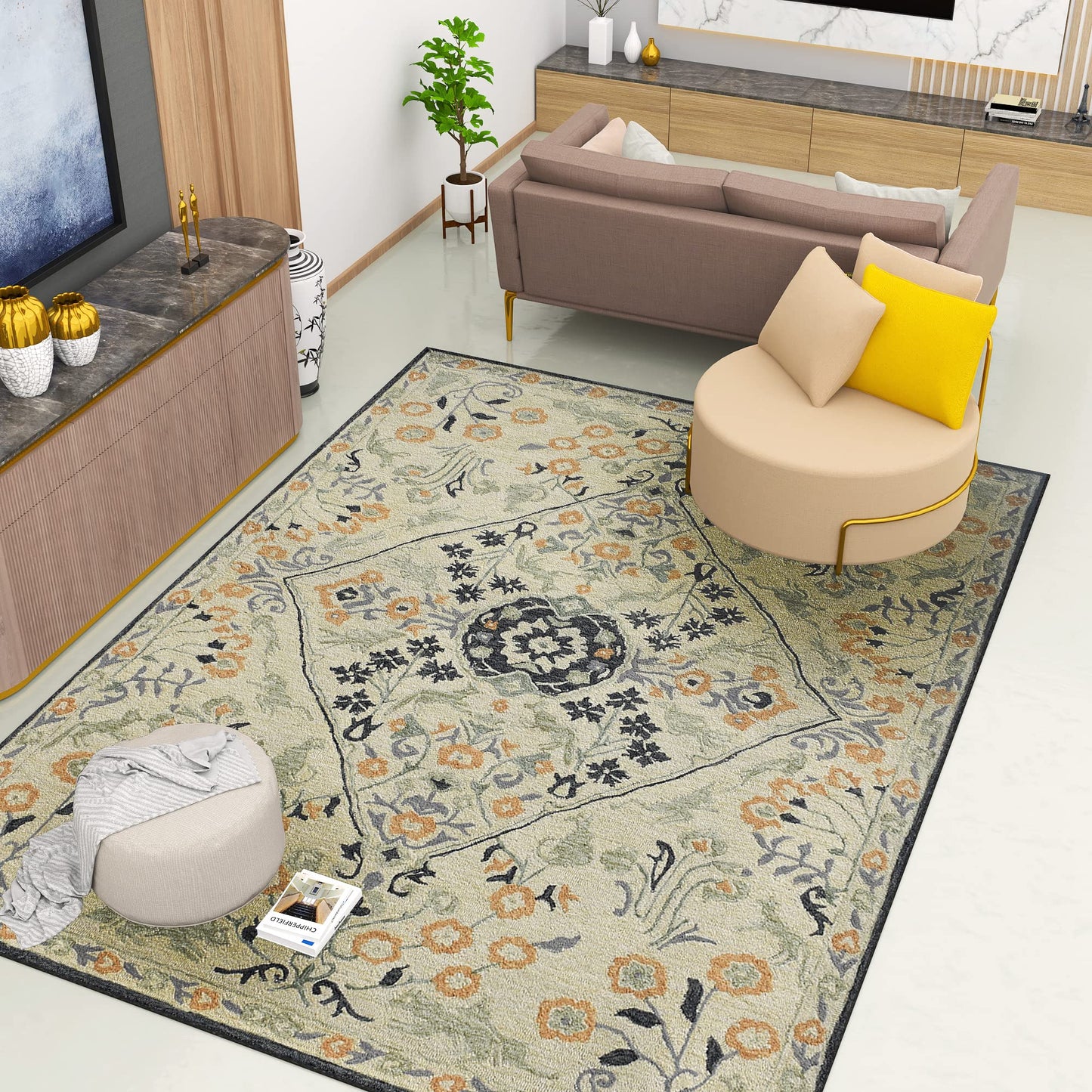 Premium Hand-Tufted Rug Made of 100% Wool - Anglian Court - 9x12 Feet