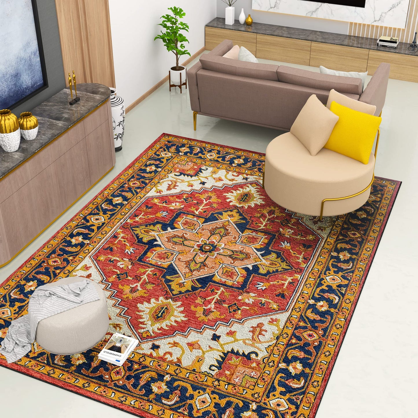 Premium Hand-Tufted Rug Made of 100% Wool - Maras Palace - 9x12 Feet