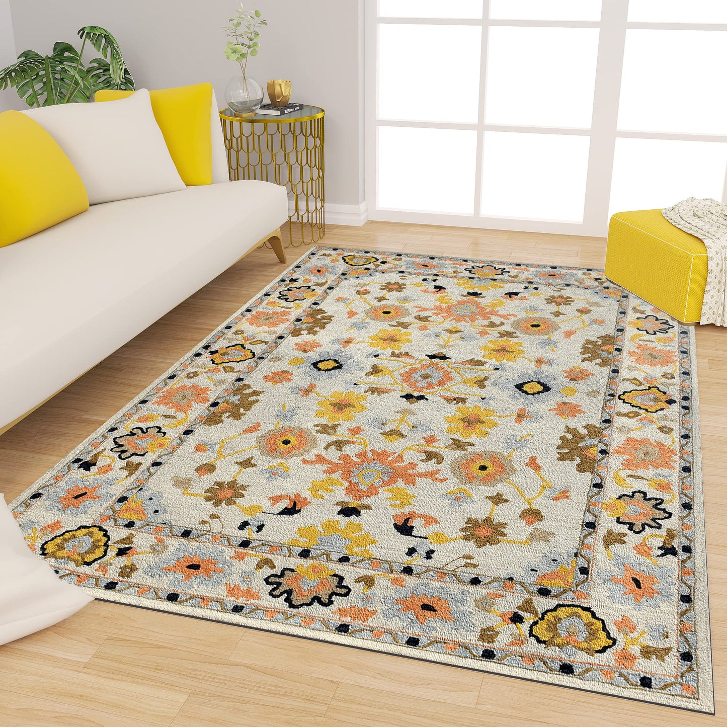 Premium Hand-Tufted Rug Made of 100% Wool - Flora Meadow - 6x9 Feet