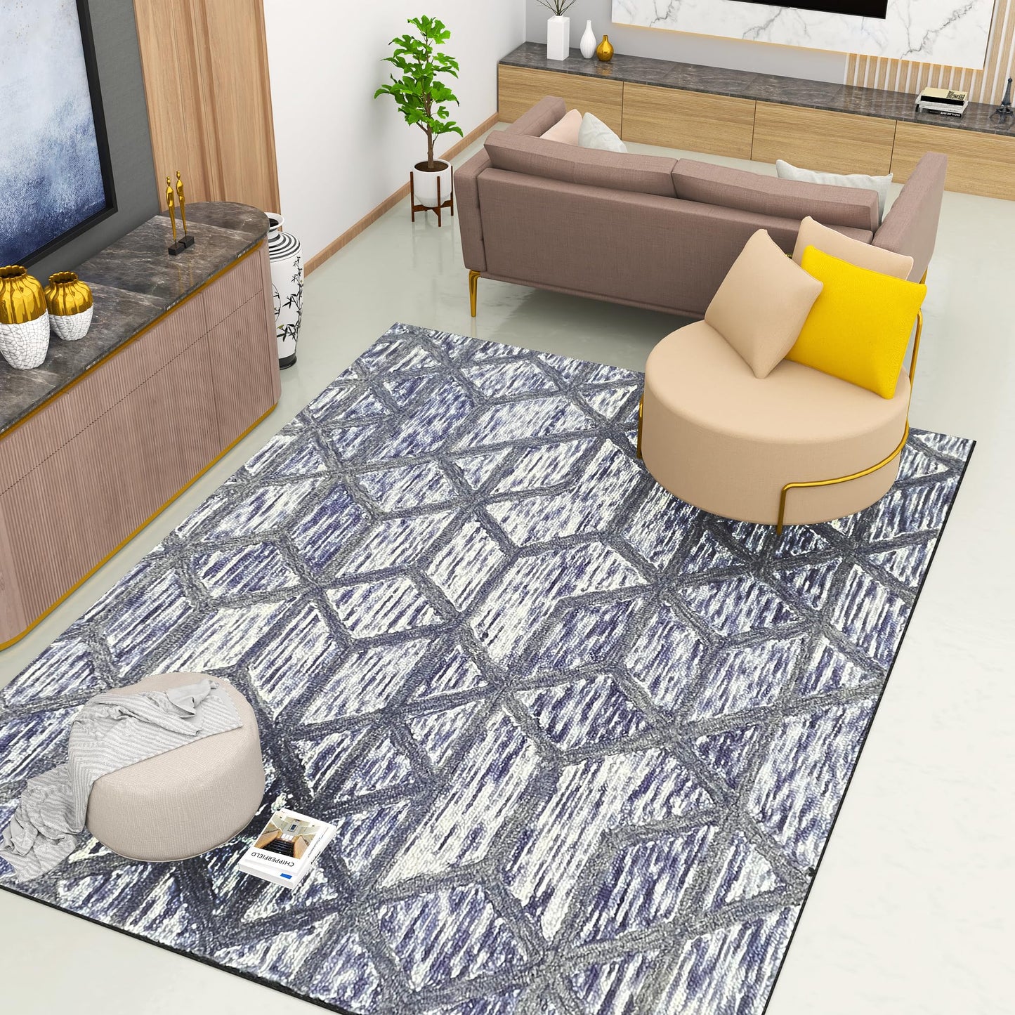 Premium Hand-Tufted Rug Made of 100% Wool - Artic Crystal - 9x12 Feet