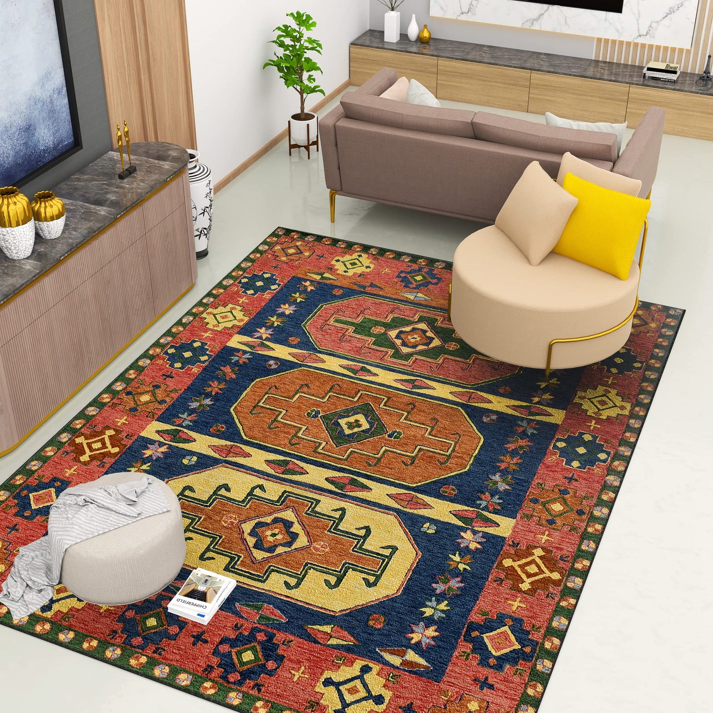 Premium Hand-Tufted Rug Made of 100% Wool - Inca Myth - 9x12 Feet