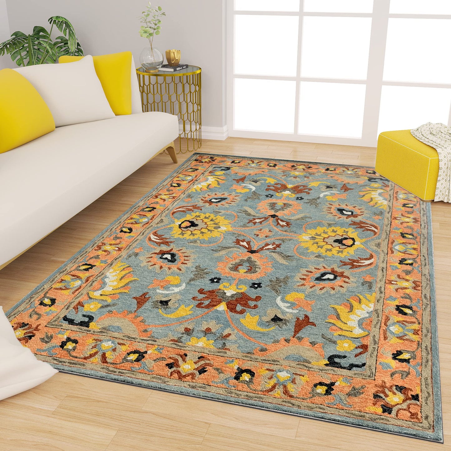 Premium Hand-Tufted Rug Made of 100% Wool - Oui Versaille - 3x5 Feet