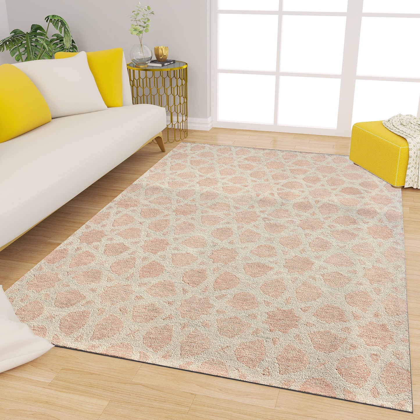 Premium Hand-Tufted Rug Made of 100% Wool - Blush Zellig - 6x9 Feet