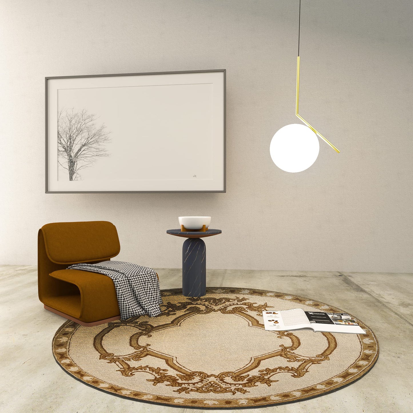 Premium Hand-Tufted Rug Made of 100% Wool - Augustan Gold - 5x5 Feet