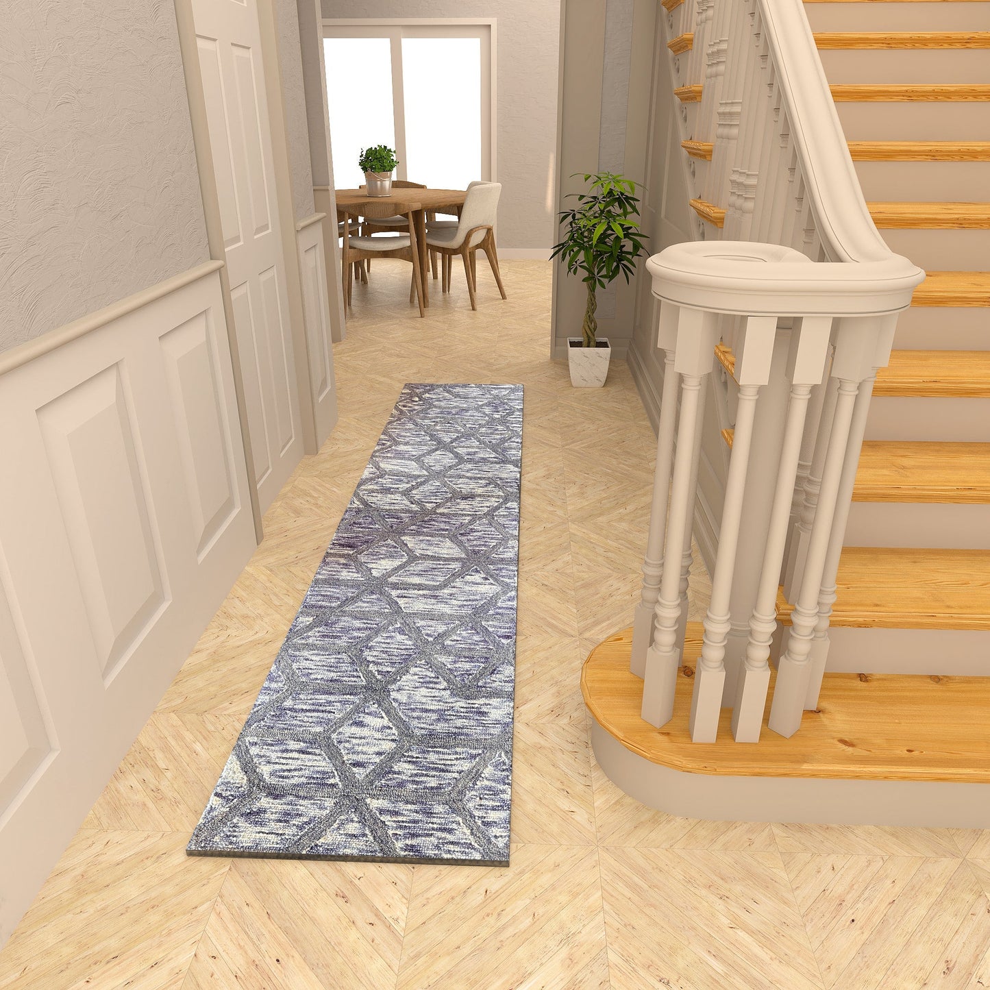 Premium Hand-Tufted Rug Made of 100% Wool - Artic Crystal - 2x10 Feet