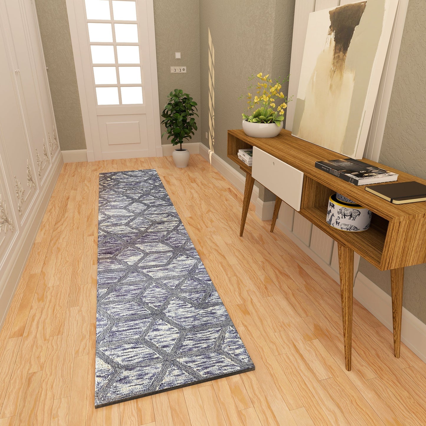 Premium Hand-Tufted Rug Made of 100% Wool - Artic Crystal - 2x10 Feet