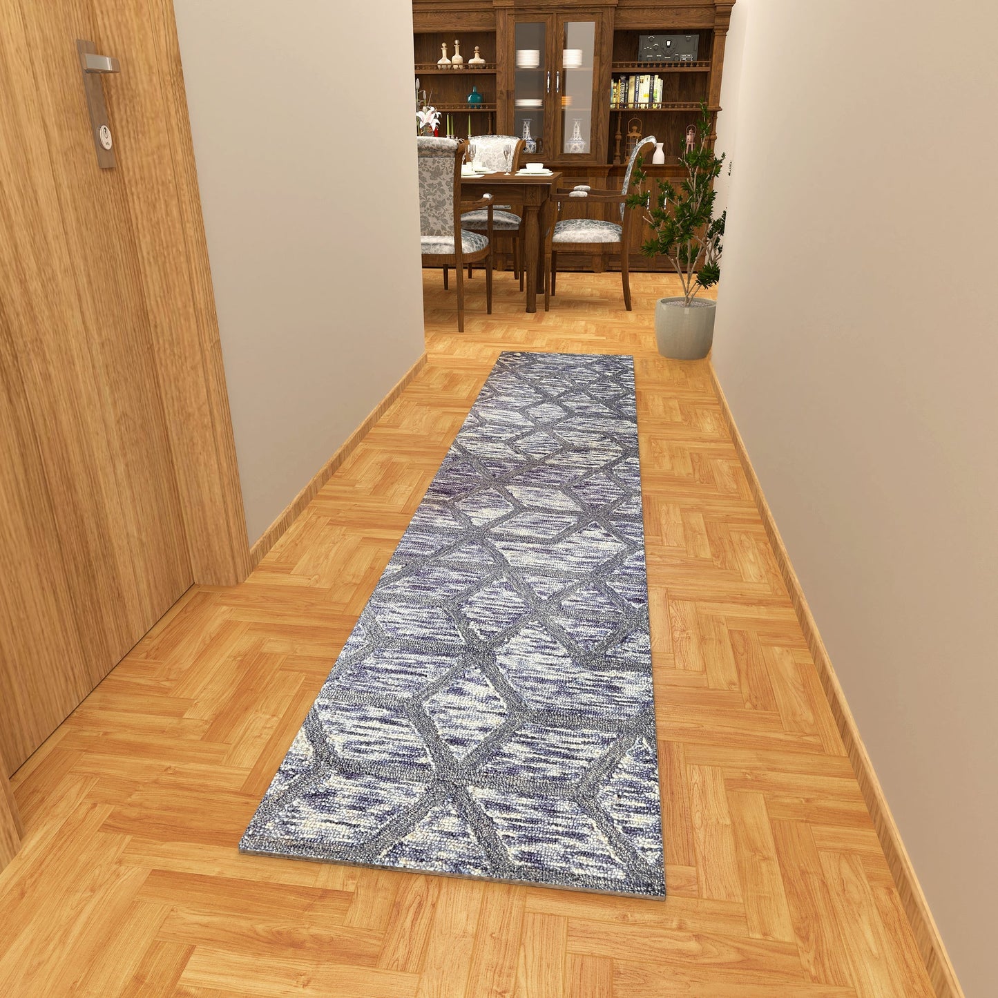 Premium Hand-Tufted Rug Made of 100% Wool - Artic Crystal - 2x8 Feet