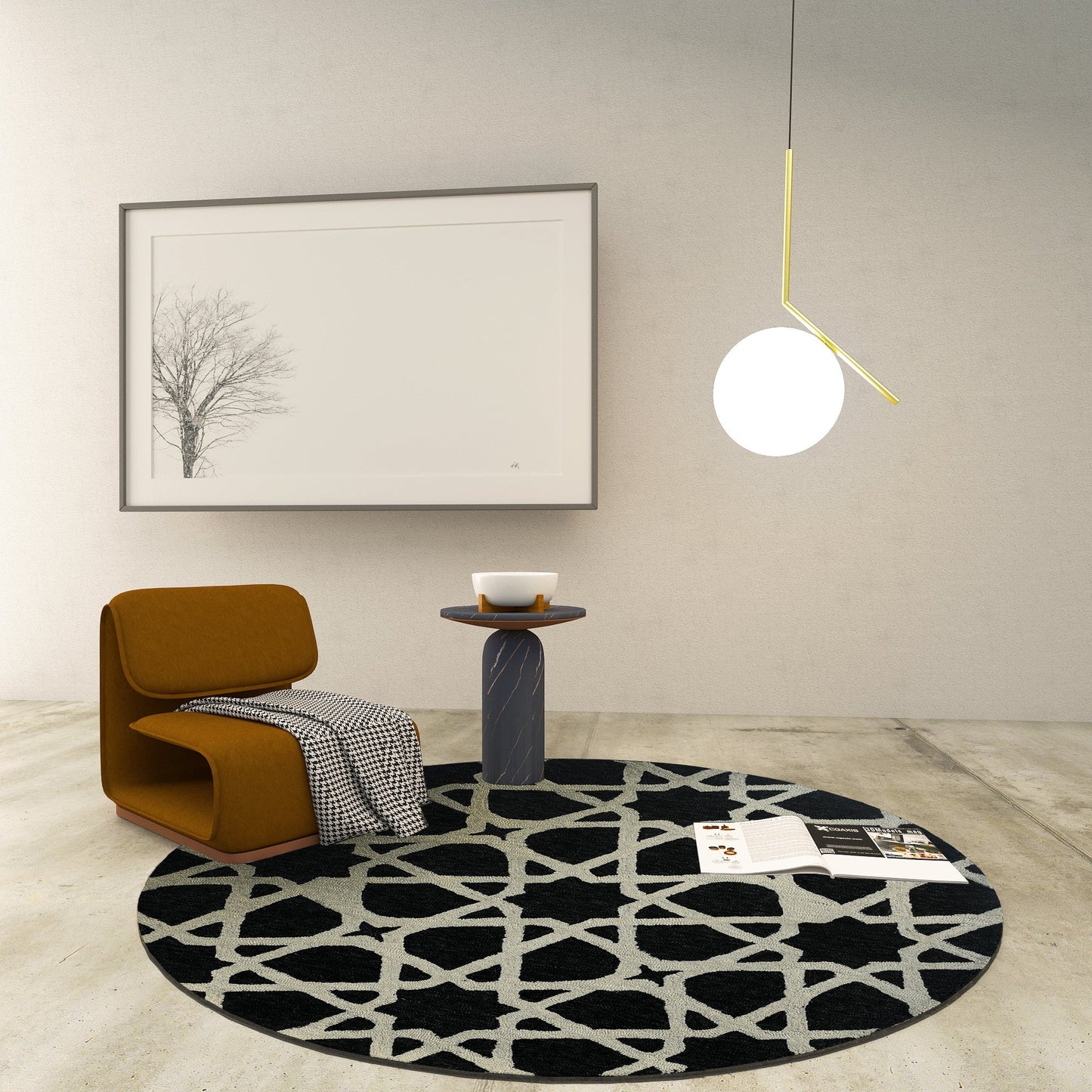 Premium Hand-Tufted Rug Made of 100% Wool - Ash Zellig - 5x5 Feet