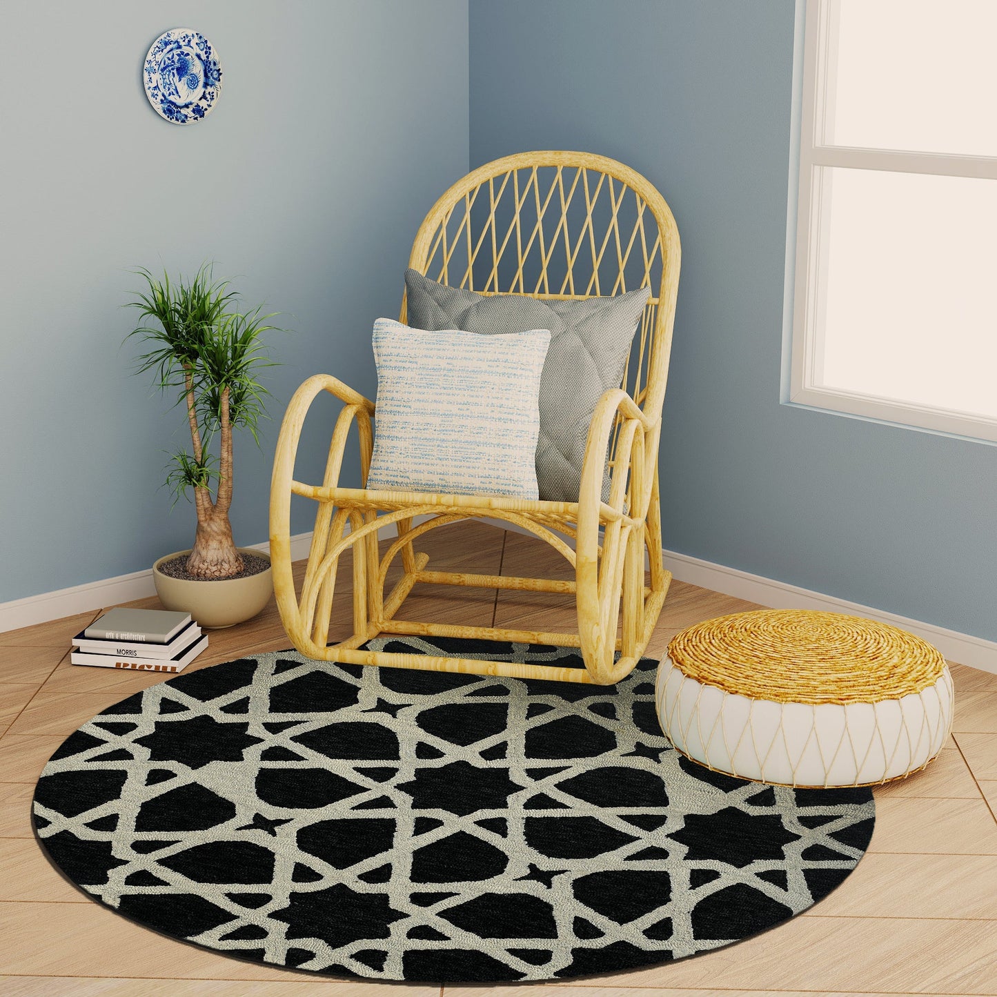 Premium Hand-Tufted Rug Made of 100% Wool - Ash Zellig - 5x5 Feet