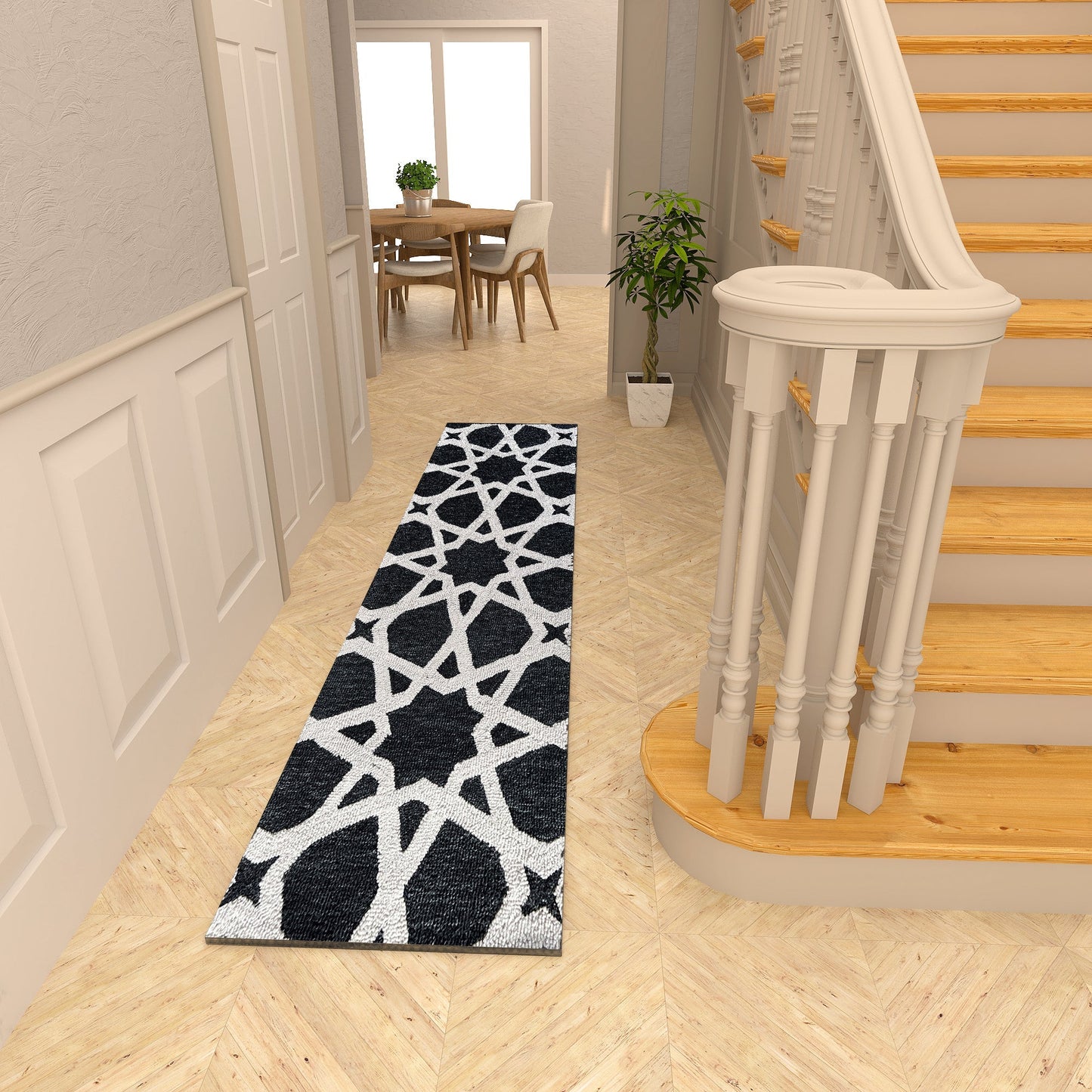 Premium Hand-Tufted Rug Made of 100% Wool - Ash Zellig - 2x8 Feet
