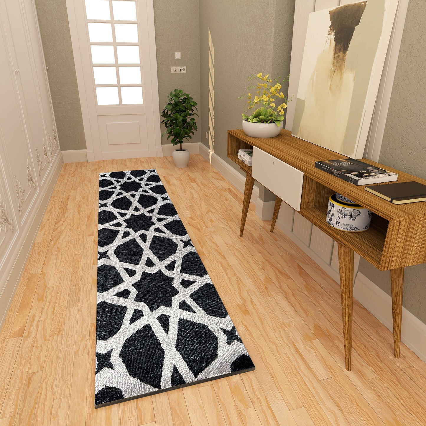 Premium Hand-Tufted Rug Made of 100% Wool - Ash Zellig - 2x8 Feet
